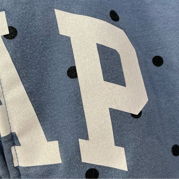 GAP Full Zip Hoodie Sweatshirt Girls XXL 14-16 Blue Polka Dot Pockets - Picture 6 of 7